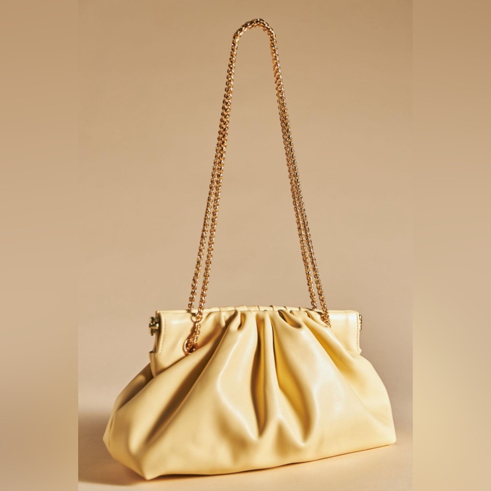 Anthropologie Pleated Faux Leather Clutch